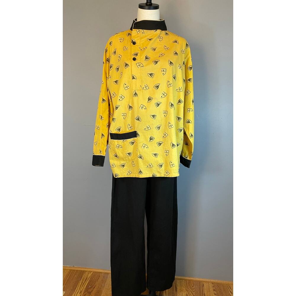 Vintage 50s Broadcloth Pajama Set 2 PC Cheongsam Mandarin Collar LG Griffins